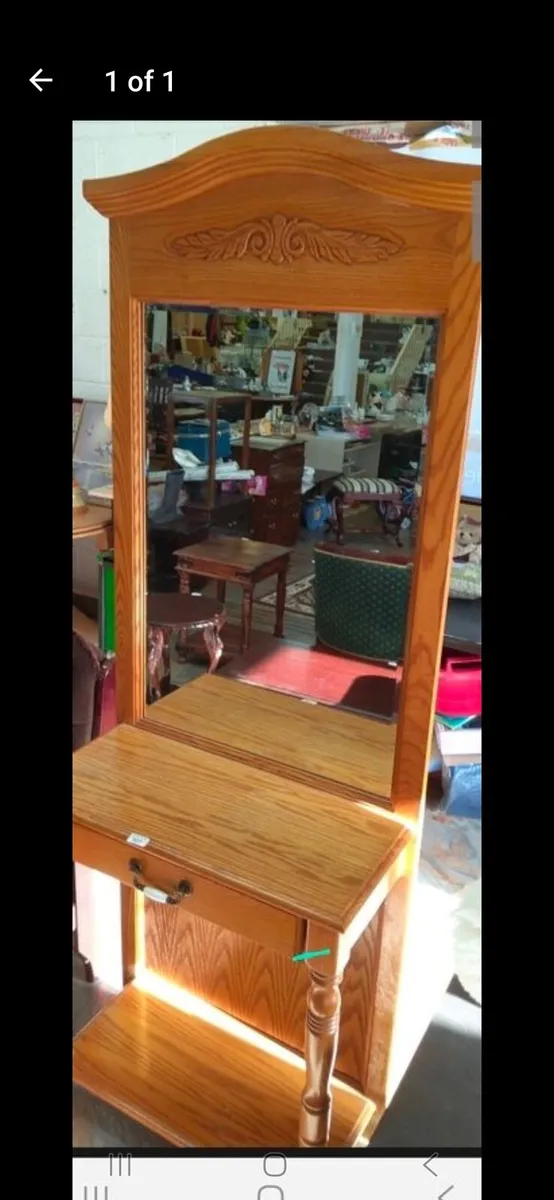 Oak Hall table with mirror