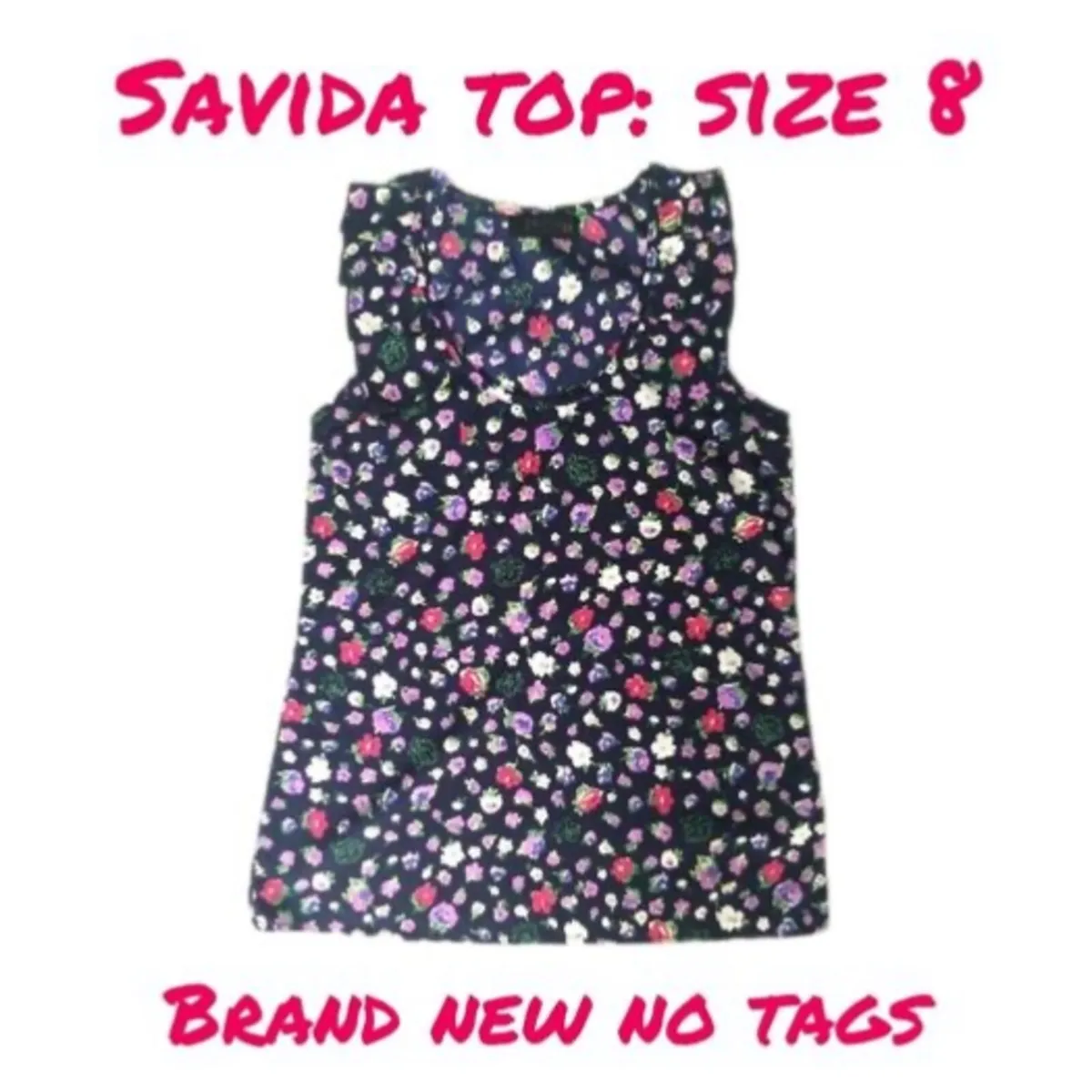 NEW Ladies Savida Satin Floral Purple Top size 8 - Image 2