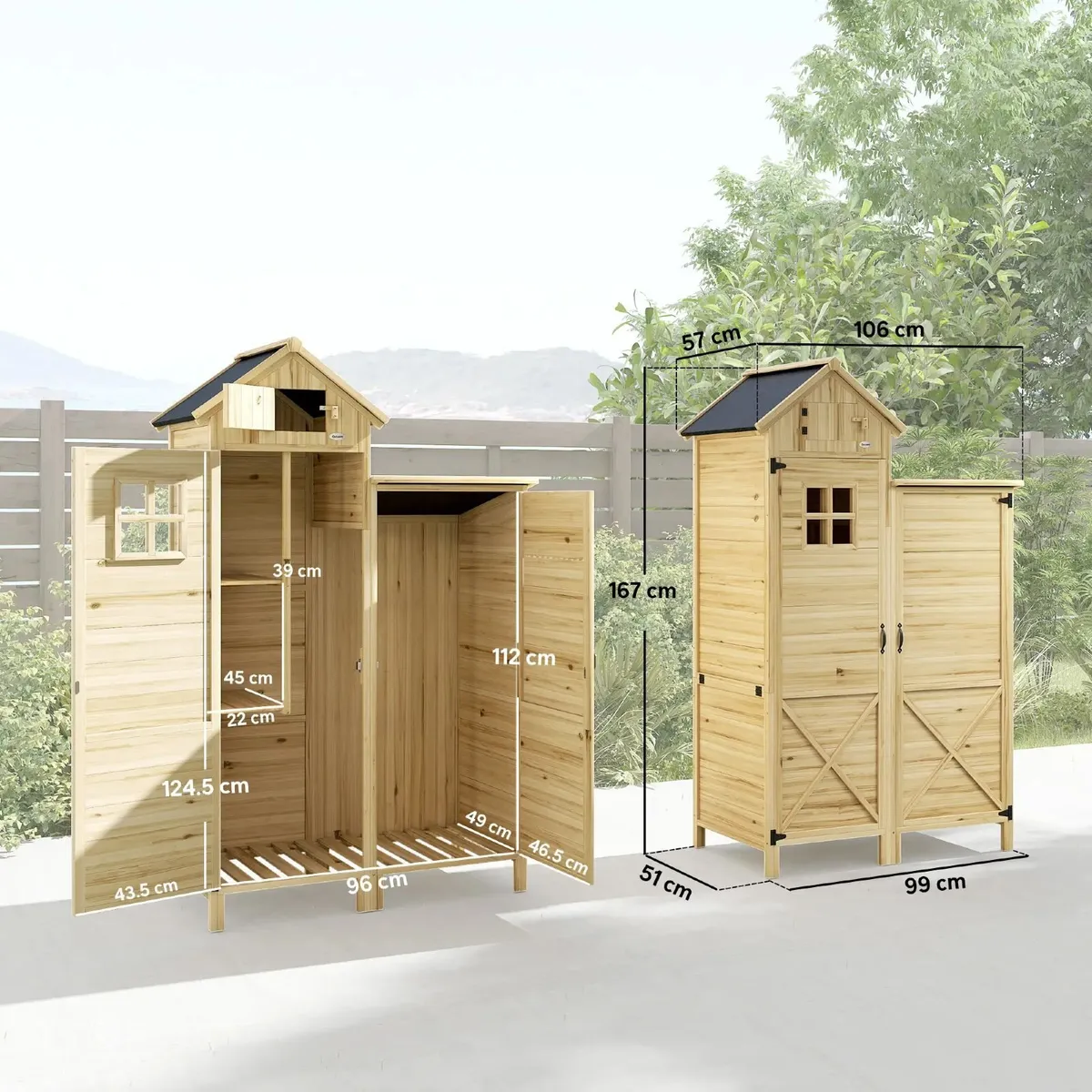 Wooden Shed with Double Zone Design Natural Wood - Image 2