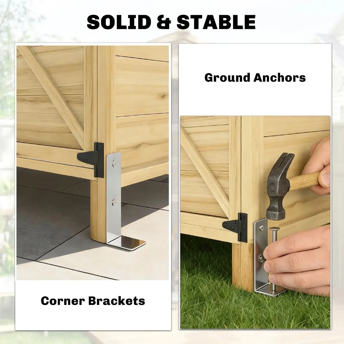 Wooden Shed with Double Zone Design Natural Wood - Image 3