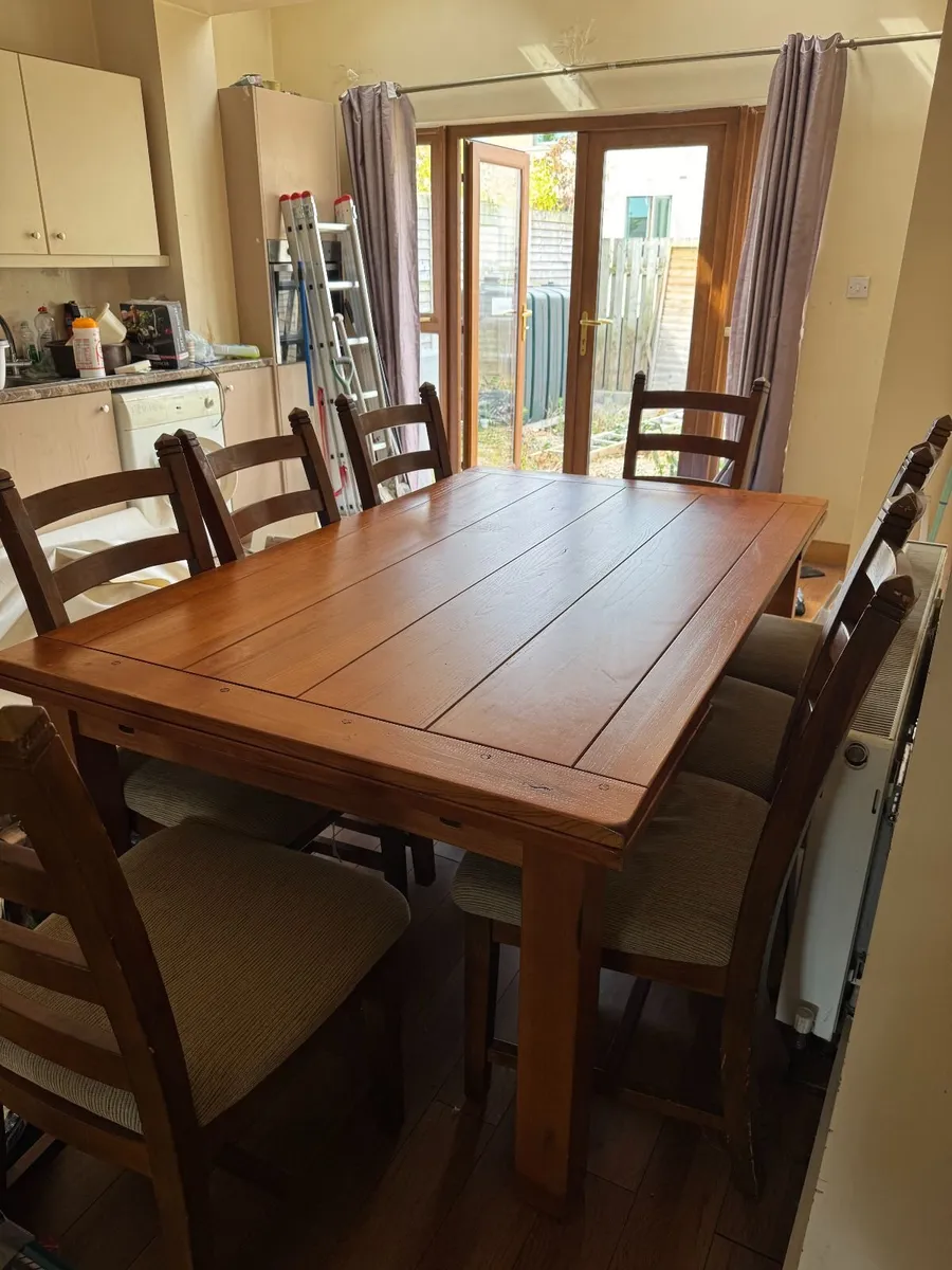Two  leather suites  / Table with eight chairs - Image 2