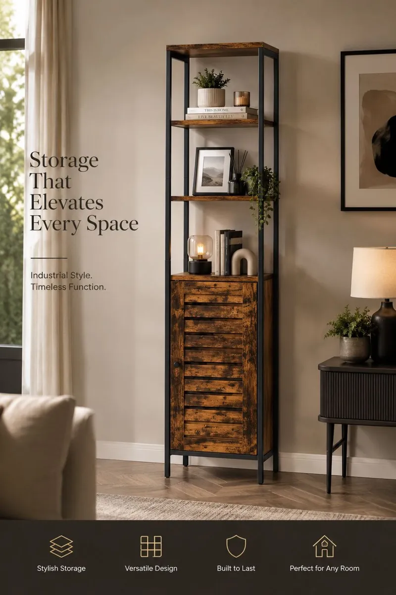 Industrial Tall Storage Cabinet with Door 167 cm - Image 2