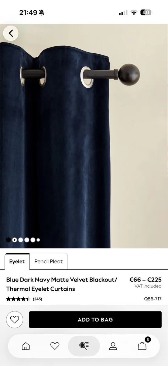 Navy velvet Curtains (blackout) - Image 3
