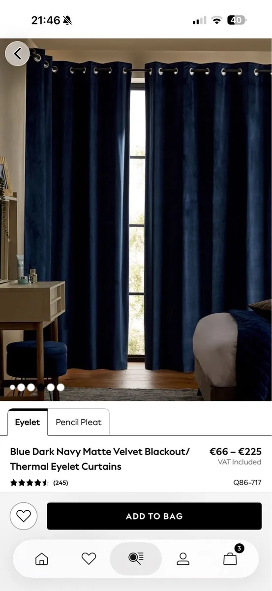 Navy velvet Curtains (blackout) - Image 1
