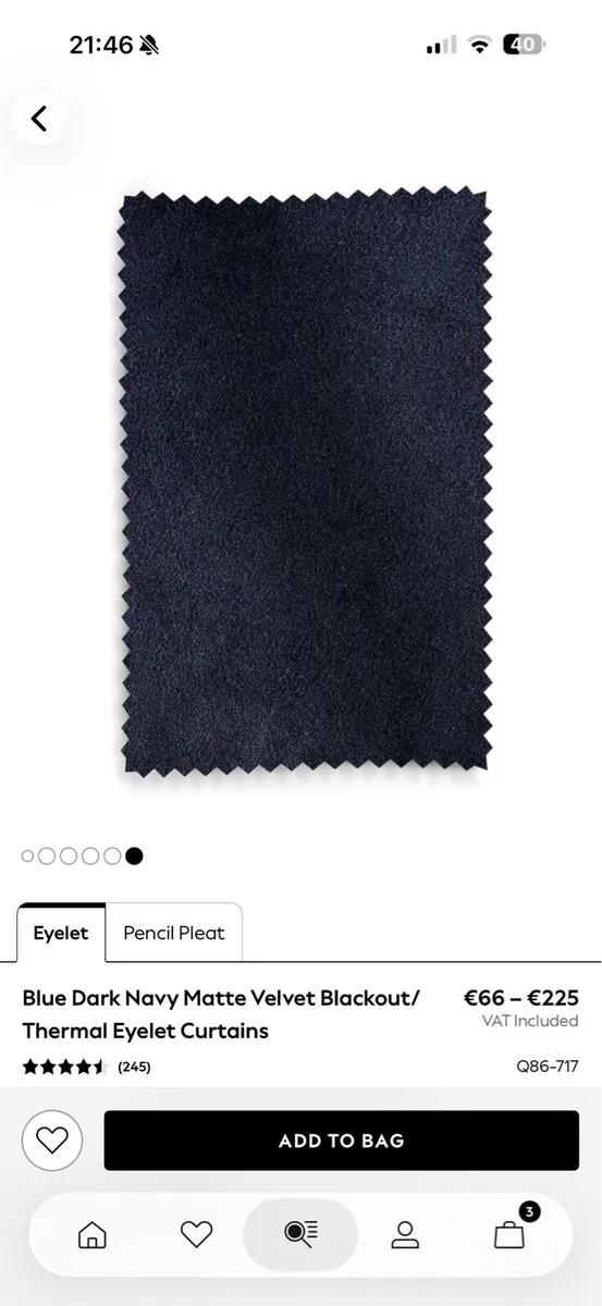 Navy velvet Curtains (blackout) - Image 2