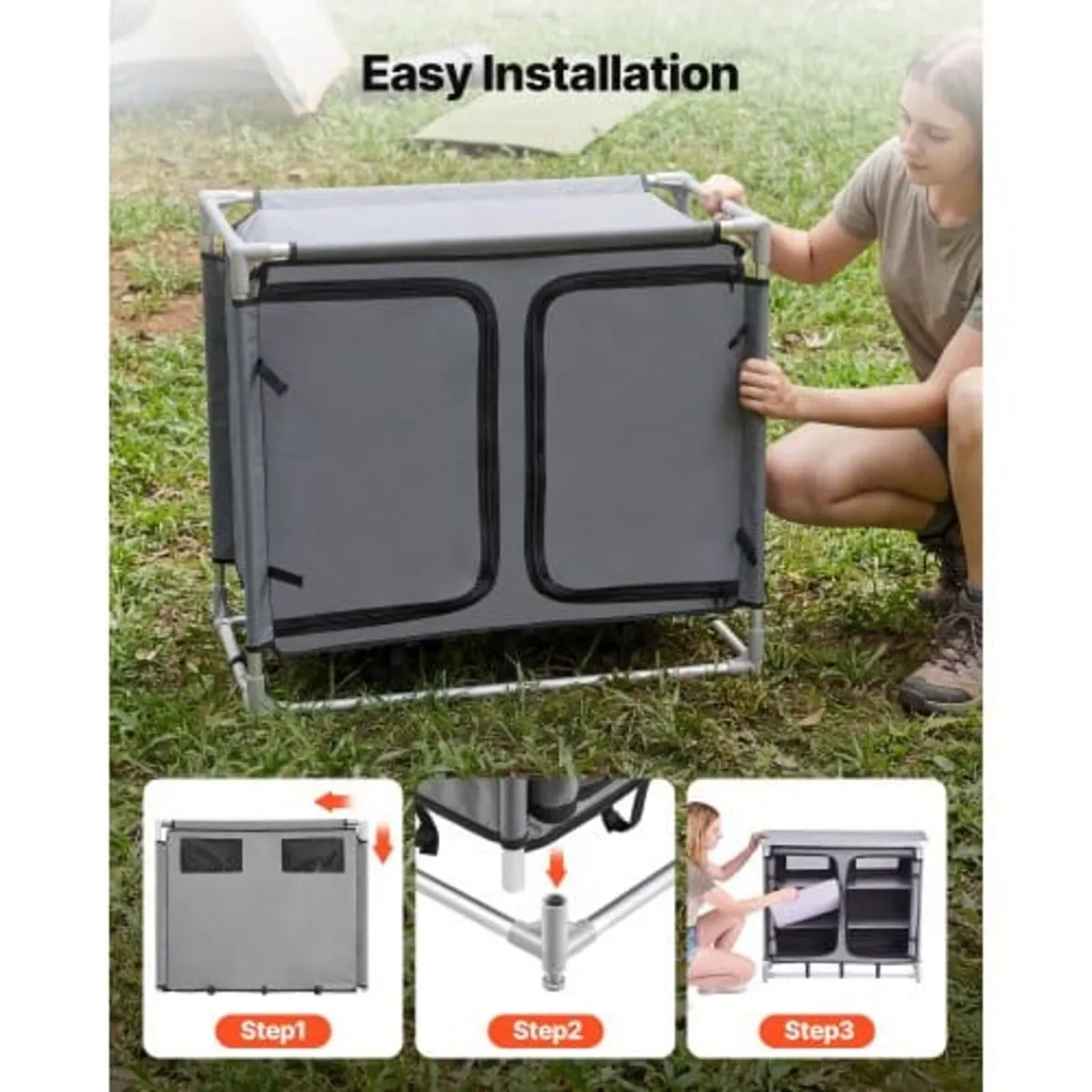 Camping Storage Cabinet, Outdoor Portable Aluminum - Image 3
