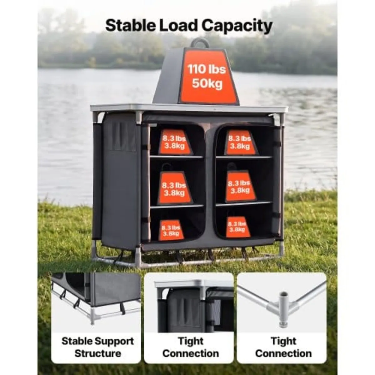 Camping Storage Cabinet, Outdoor Portable Aluminum - Image 4