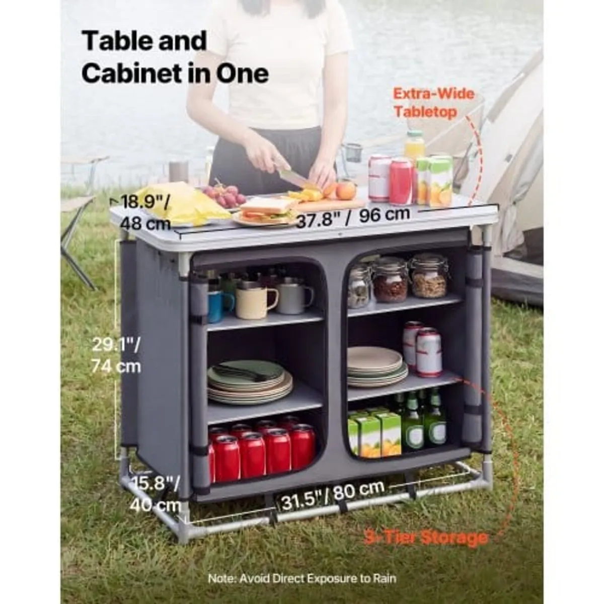 Camping Storage Cabinet, Outdoor Portable Aluminum - Image 2