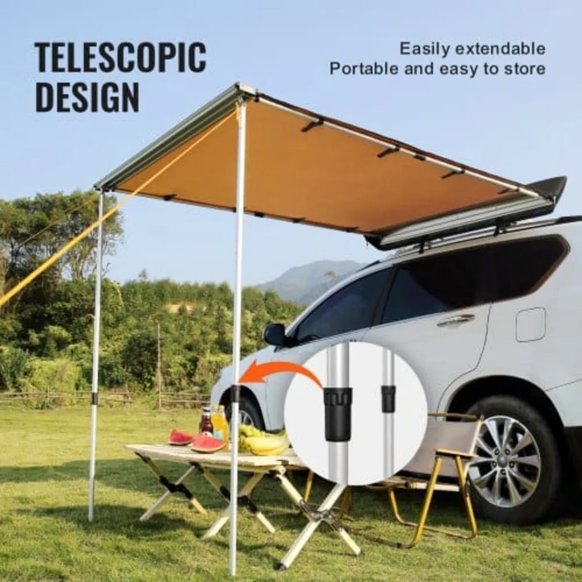 Car Side Awning, Large 6.6' x 8.2' Shade Coverage - Image 3