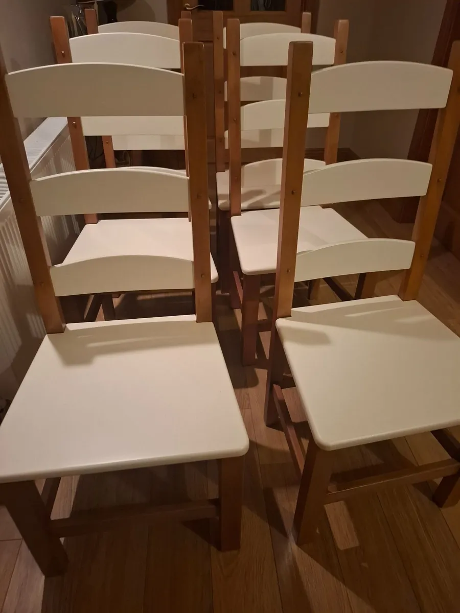 6 Cream & Wood  Kitchen chairs - Image 2