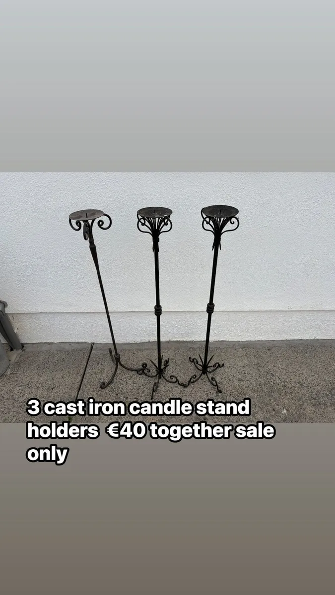 3 cast iron candle holding stands - Image 1