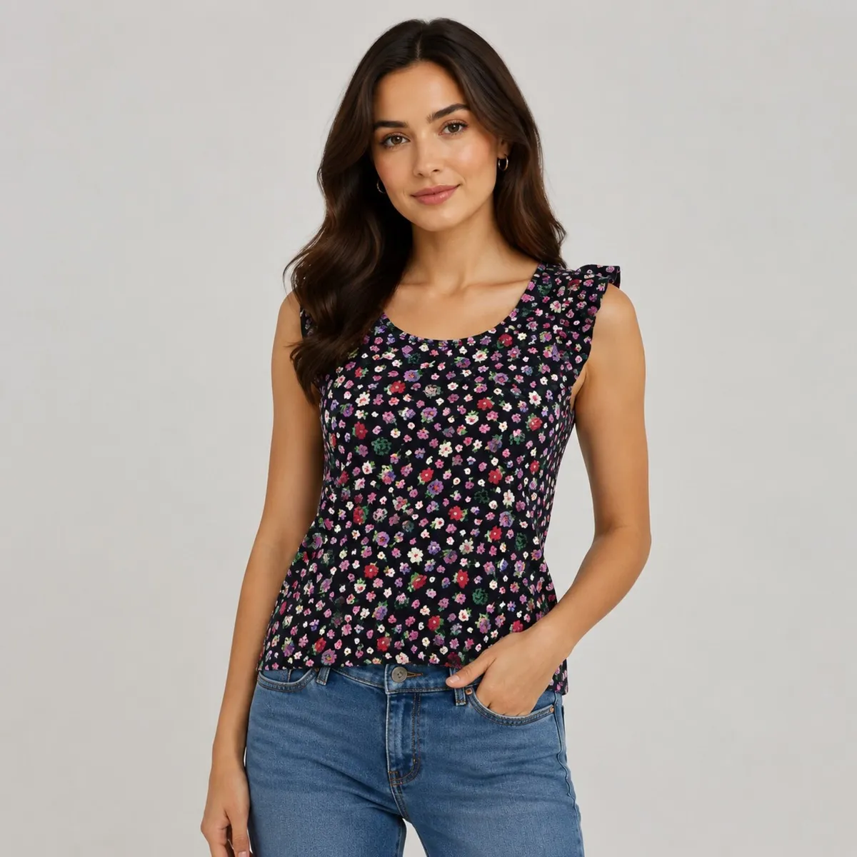 NEW Ladies Savida Satin Floral Purple Top size 8 - Image 1