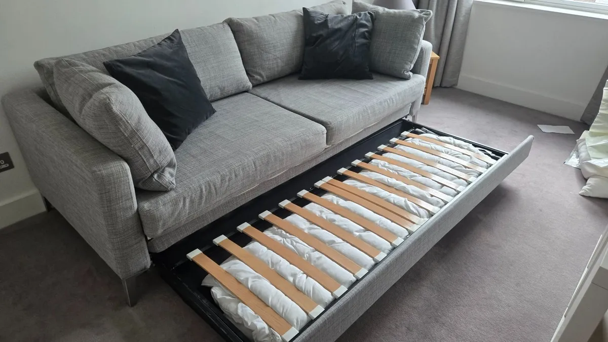 Sofa Bed , large double, grey fabric - Image 3