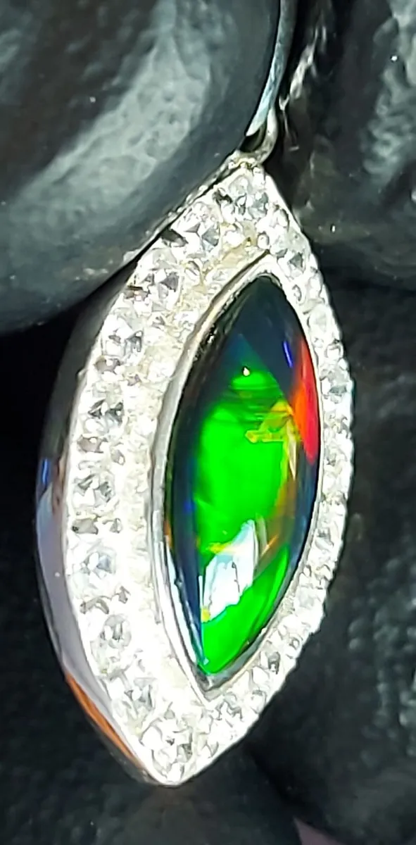 Ethiopian Black Opal 925 Silver Pendant with cz - Image 3