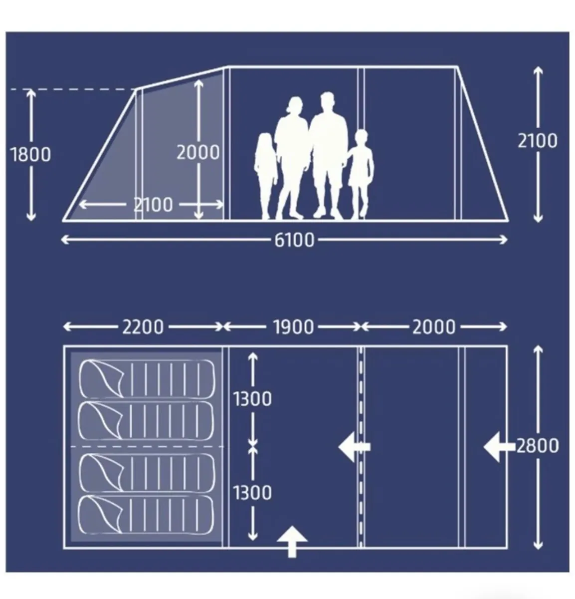 Kampa Tent - 4 person inflatable tent & canopy. - Image 2