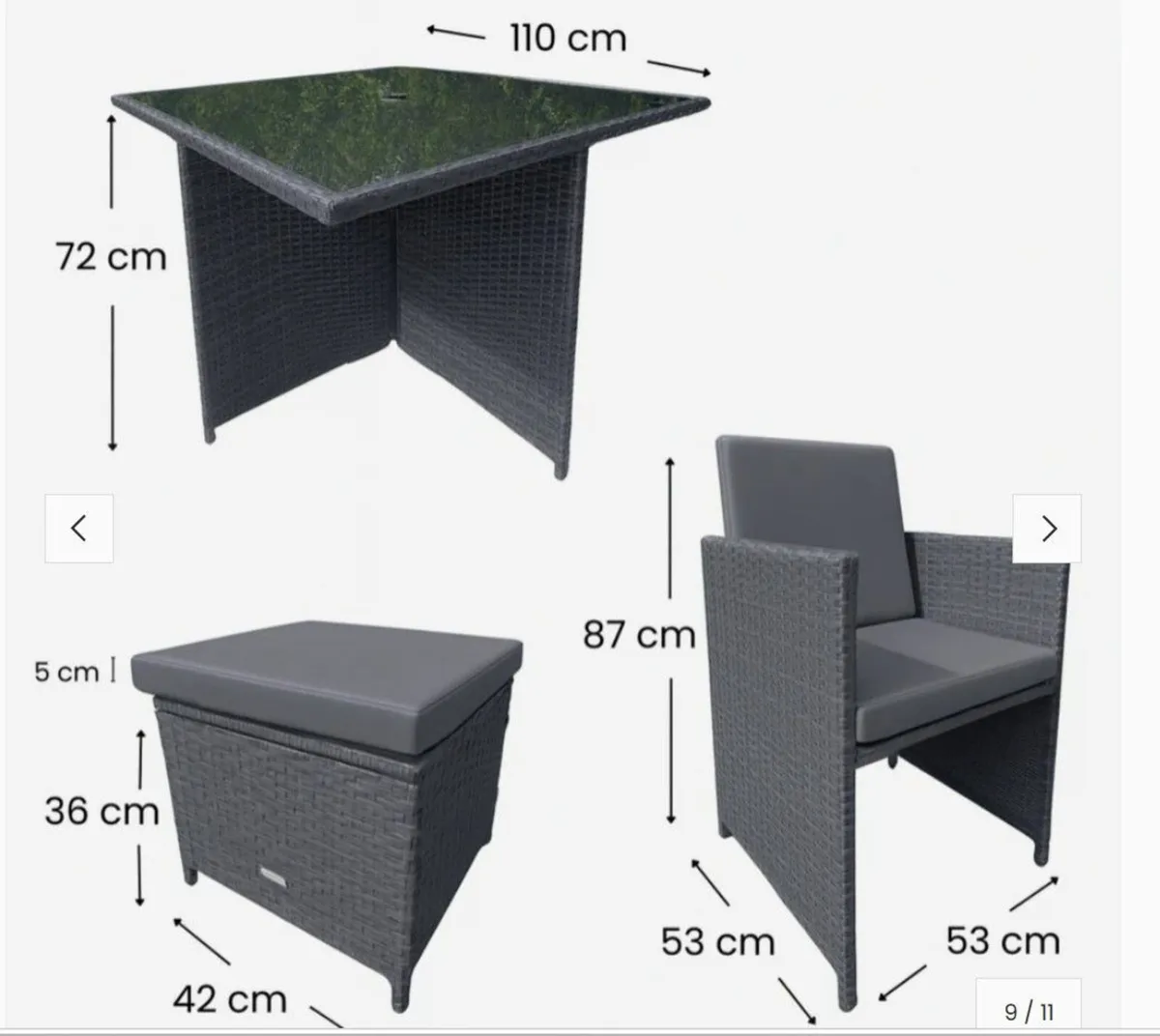 9 Piece Rattan Cube Dining Set - Image 3