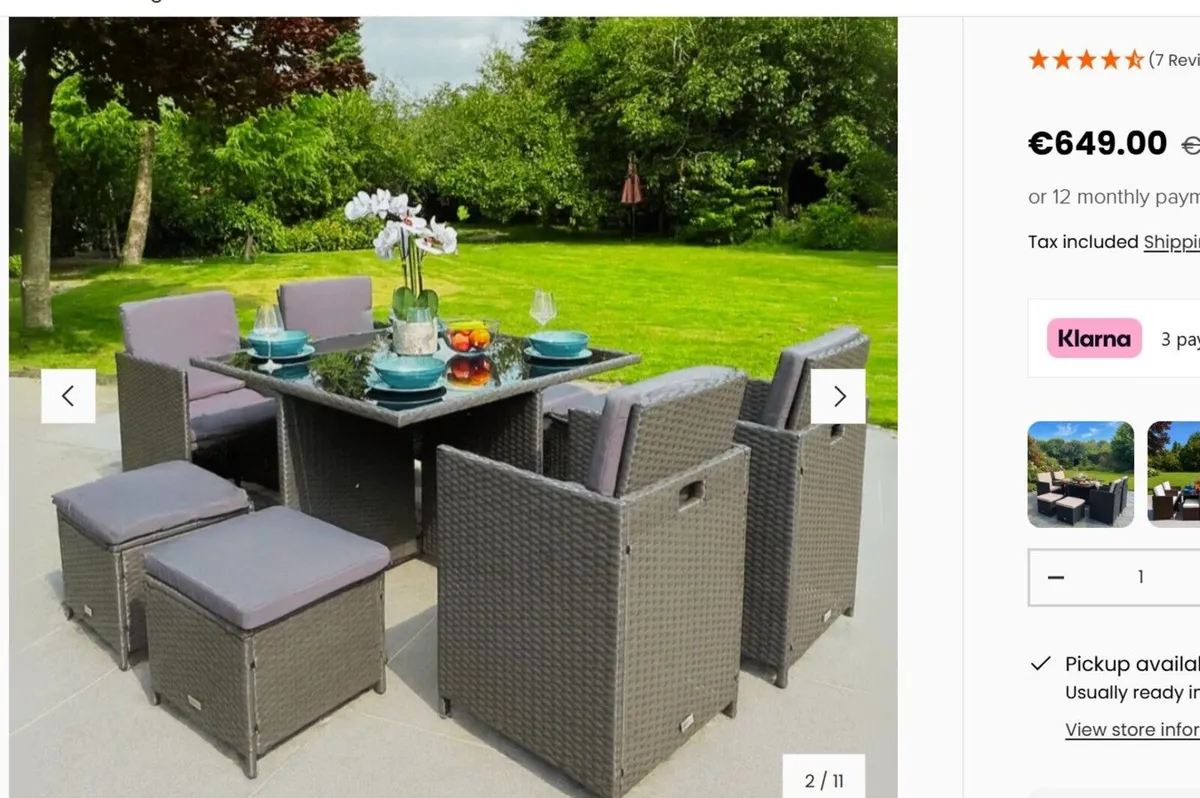 9 Piece Rattan Cube Dining Set - Image 2