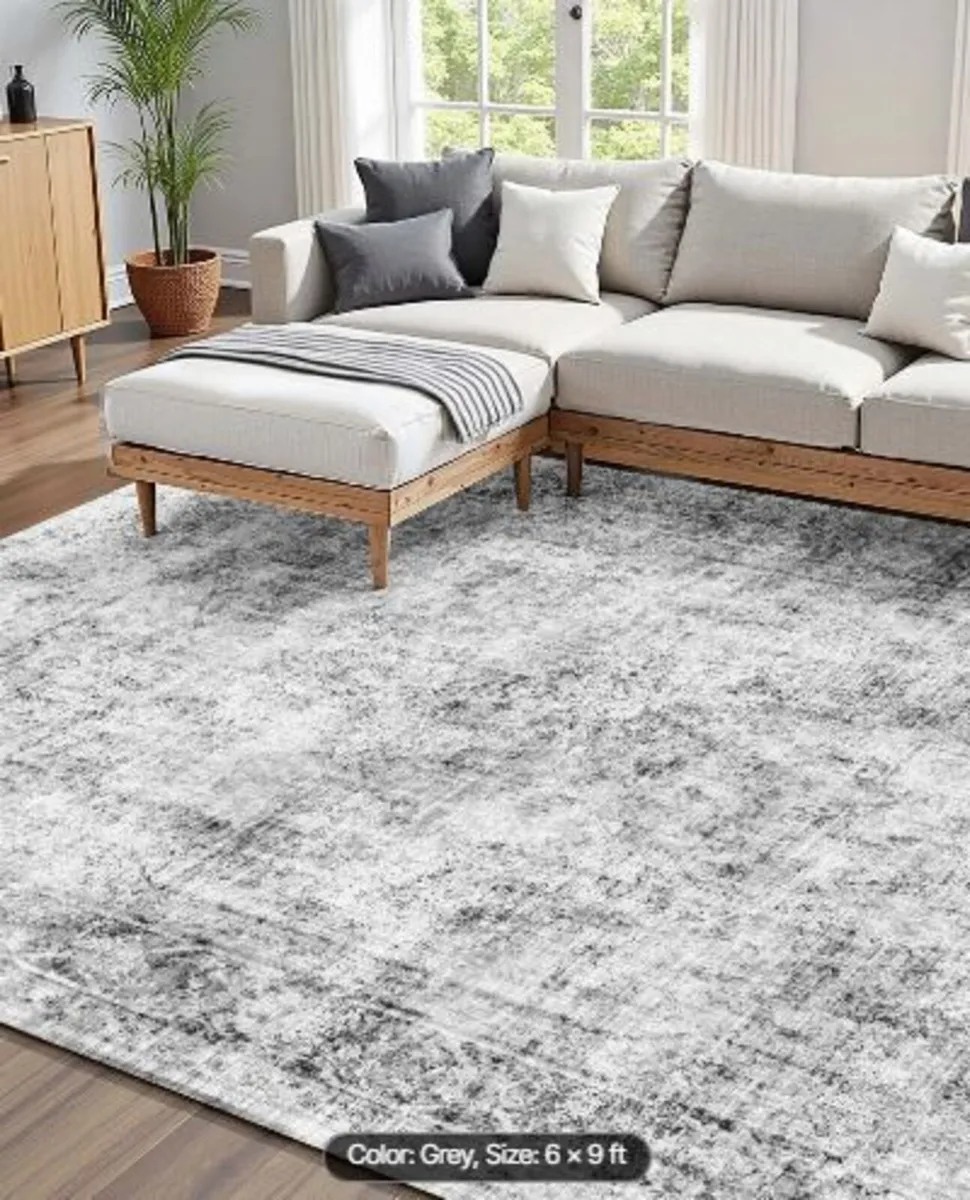 Area Rug, 6 x 9 ft Large Washable Boho Rug - Image 3