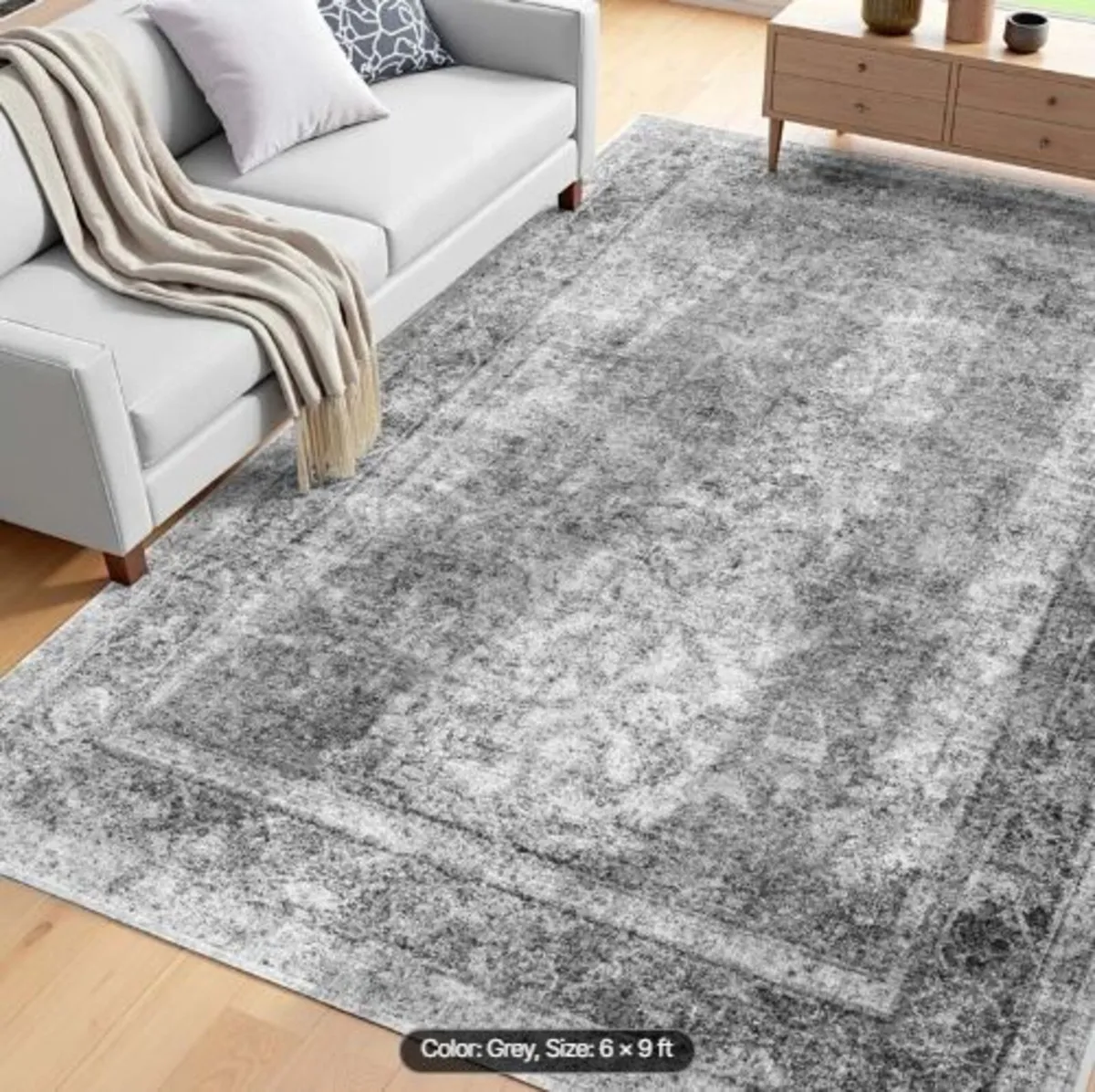 Area Rug, 6 x 9 ft Large Washable Boho Rug - Image 1