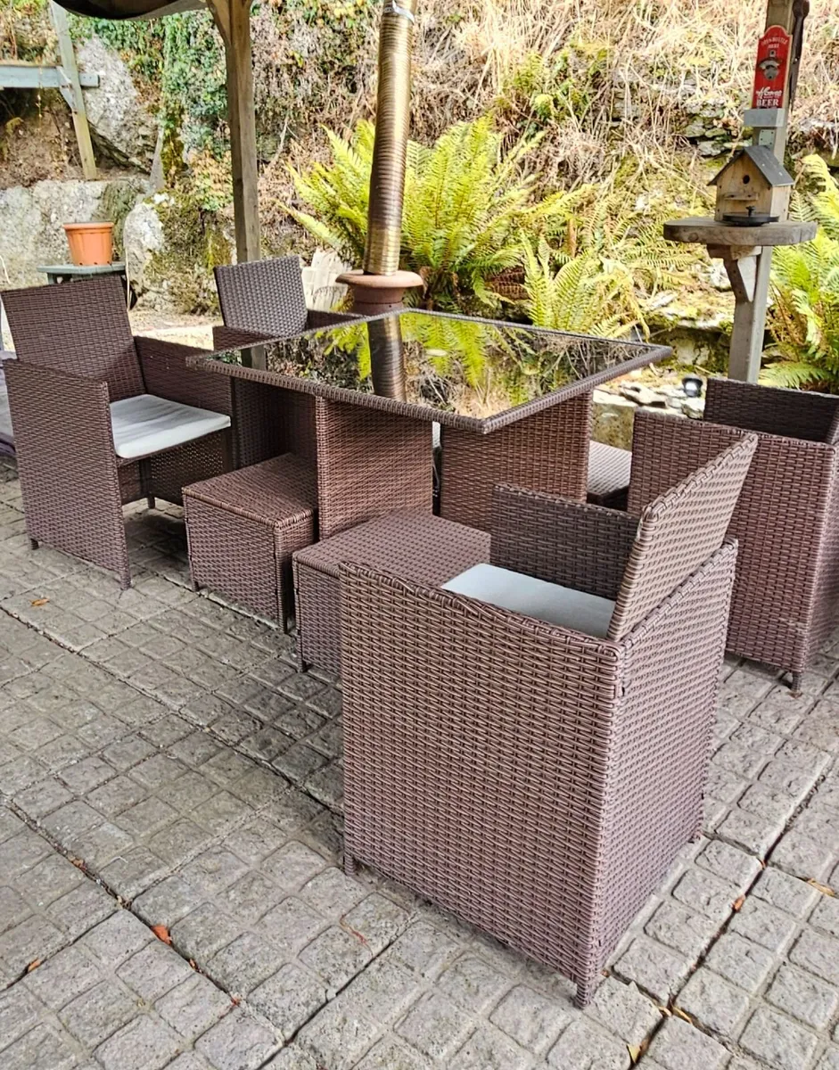 9 Piece Rattan Cube Dining Set - Image 1