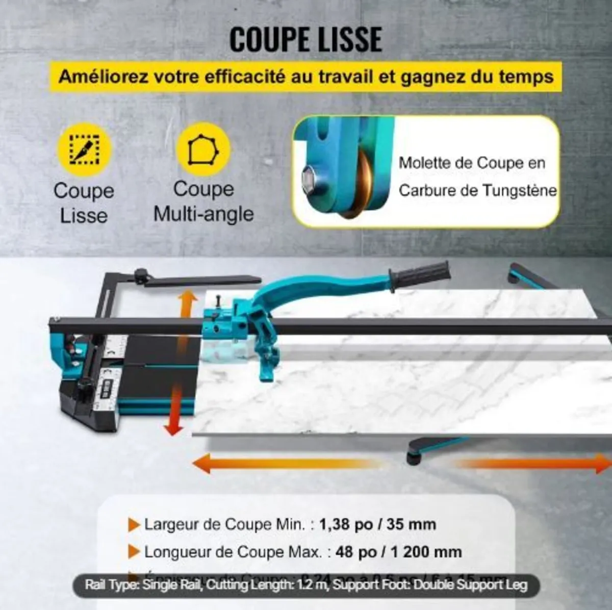 47 Inch Tile Cutter Single Rail Double Brackets - Image 1