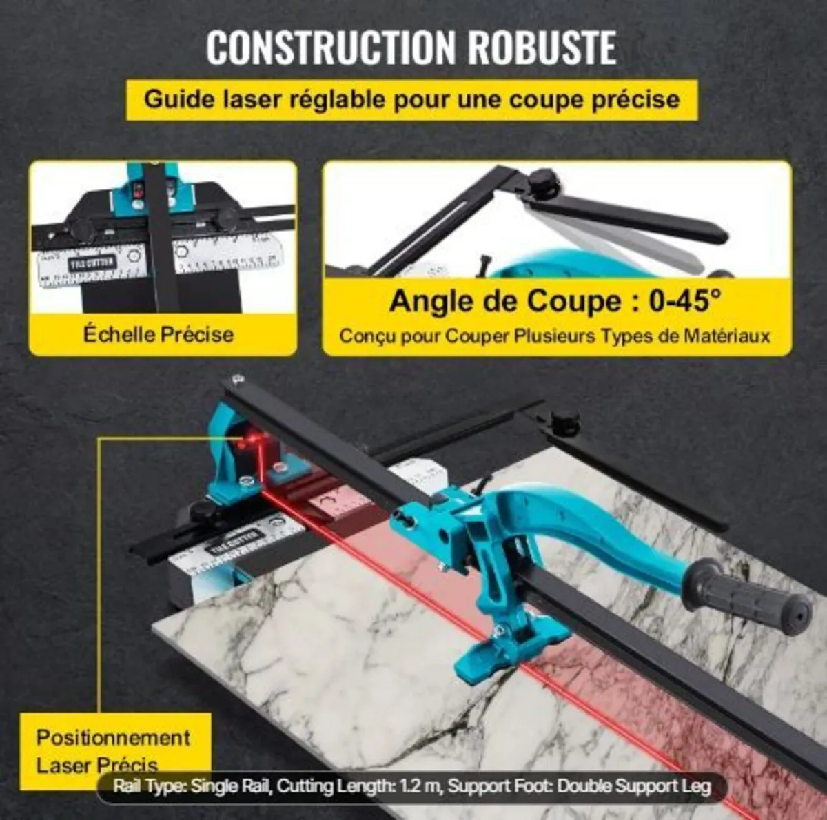 47 Inch Tile Cutter Single Rail Double Brackets - Image 2