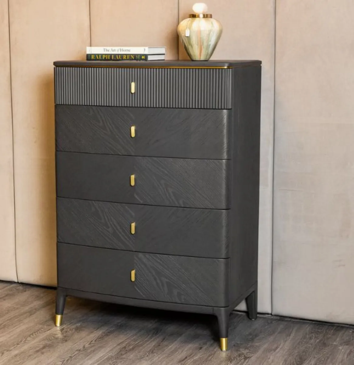 Diletta Ebony Tall Chest of Drawers – Luxury Art D