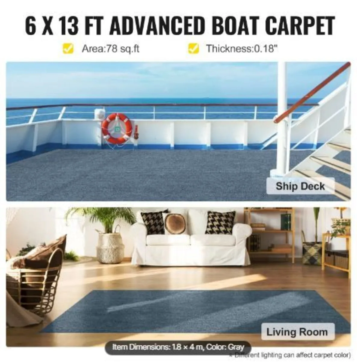 Marine Carpet 182.9x396.2 cm Boat Carpet Rugs - Image 3