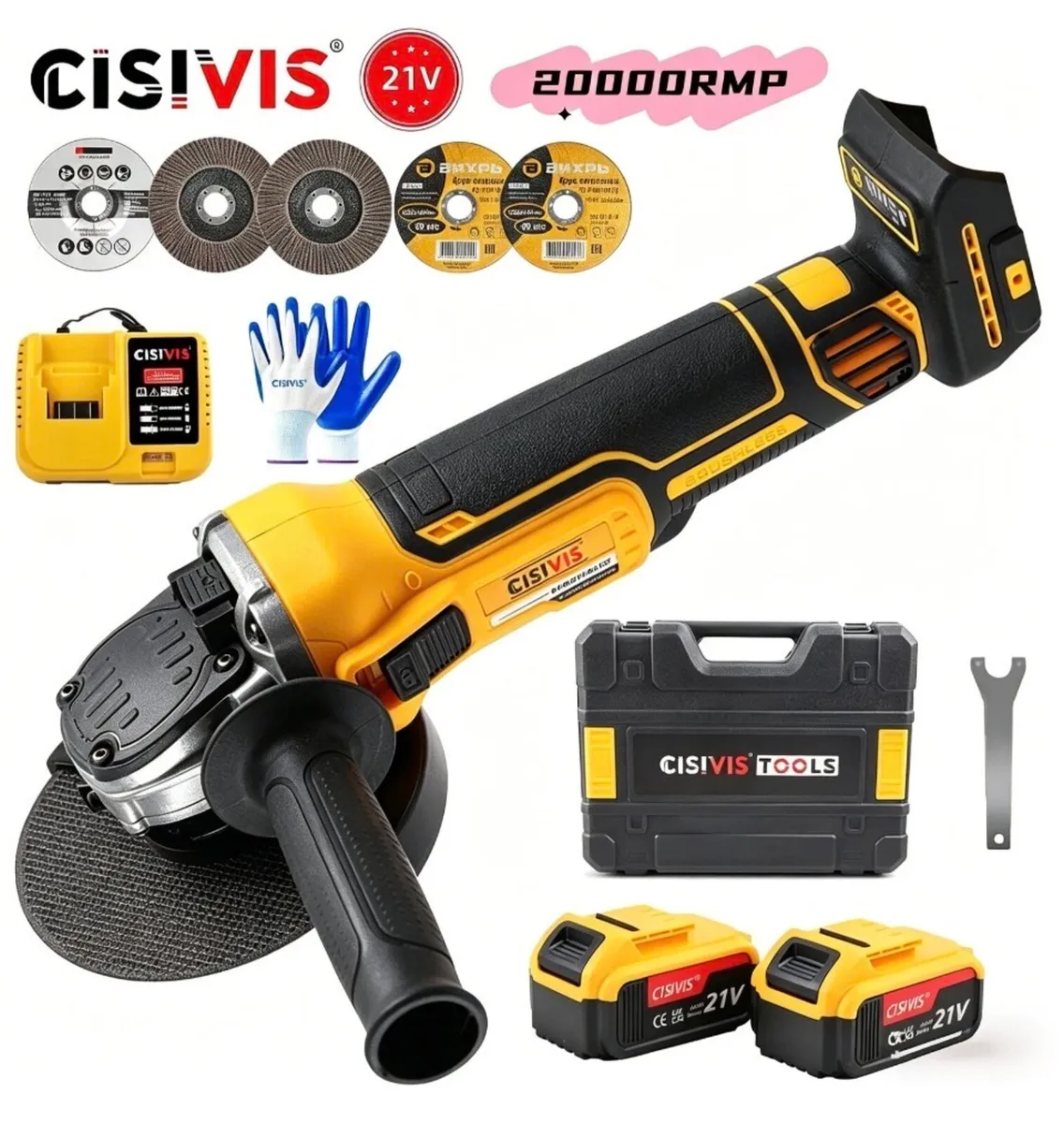 21V 125mm Brushless Cordless Angle Grinder 2 Batte - Image 1