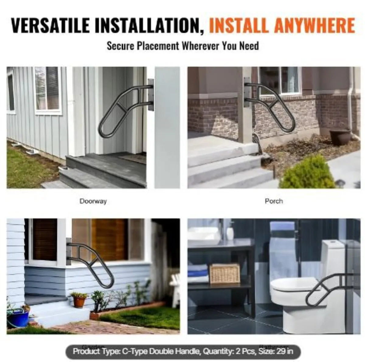 Handrails for Outdoor Steps, 29" Length Wall Moun - Image 4