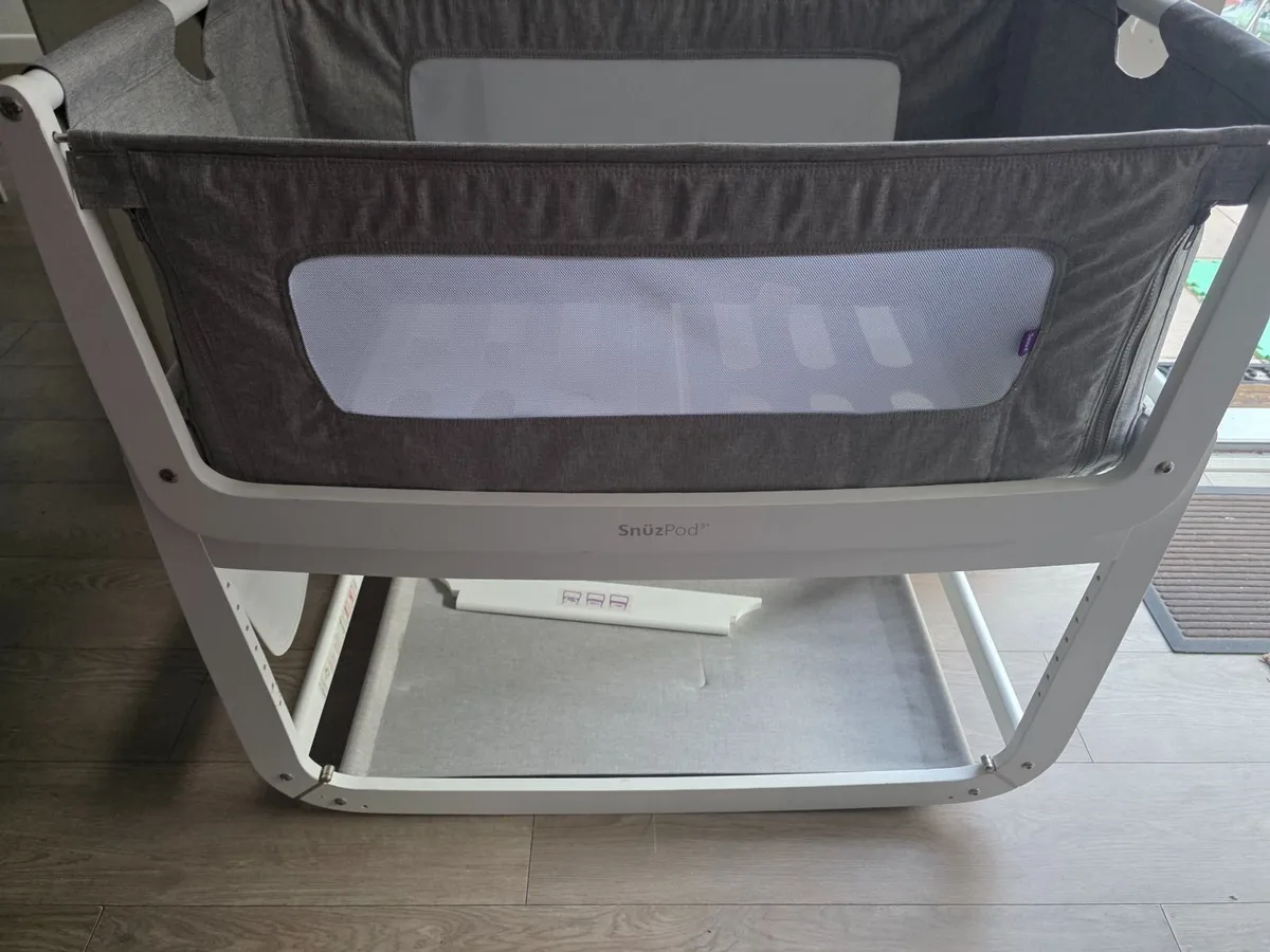 1 SnuzPod 3 Bedside Crib - White and Grey - Image - Image 1