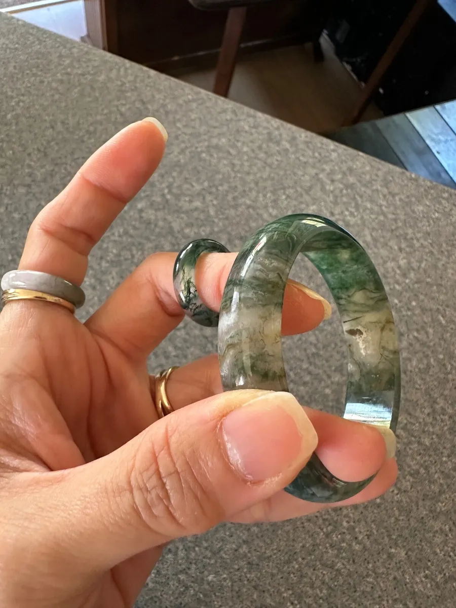 High-Grade Moss Agate Jewelry Set – Bangle & Ring - Image 4