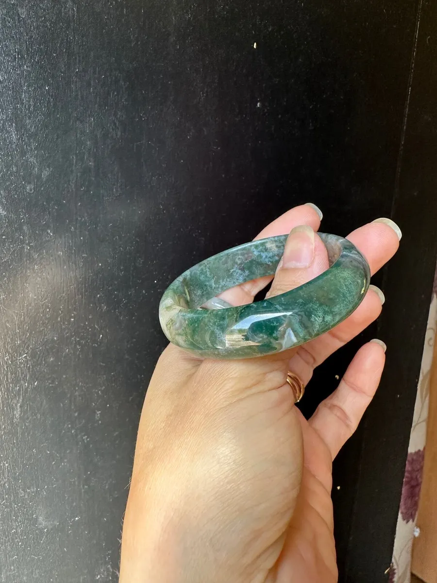High-Grade Moss Agate Jewelry Set – Bangle & Ring - Image 4