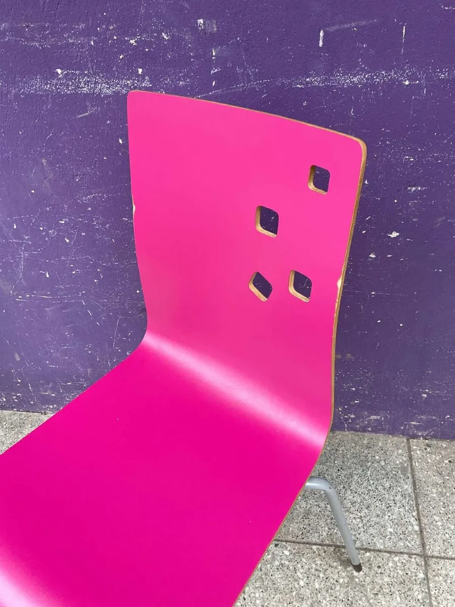 Ammi Pink wooden stacking chair 150+ in stock - Image 2