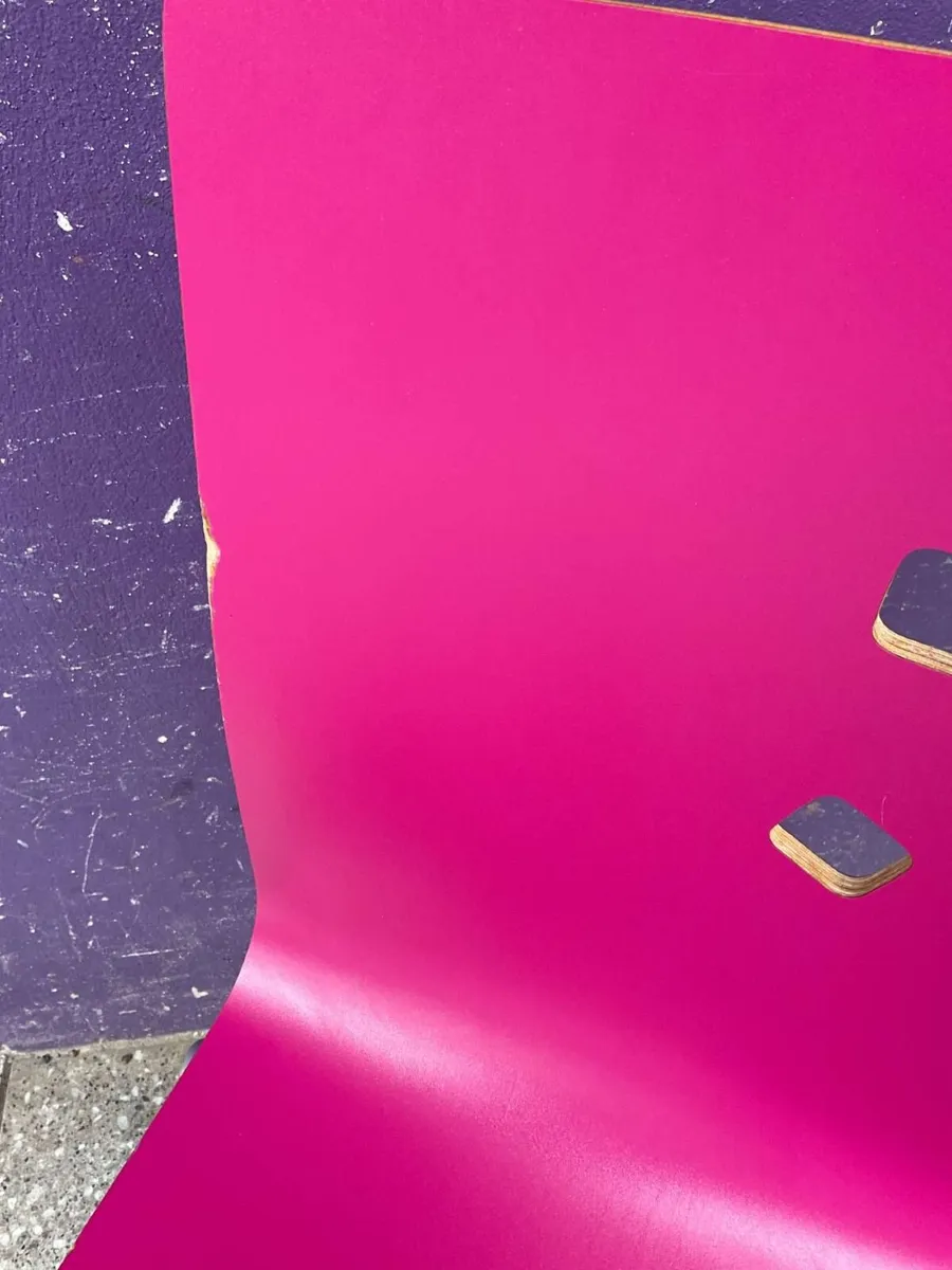 Ammi Pink wooden stacking chair 150+ in stock - Image 3