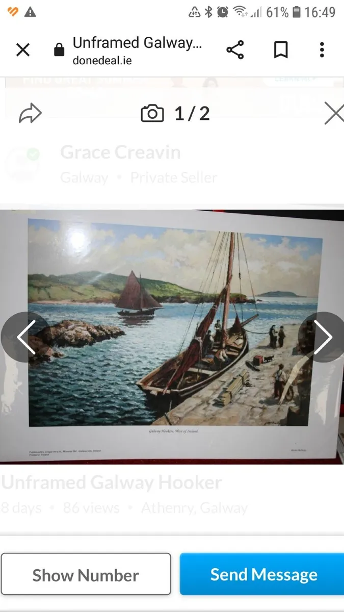 Unframed Galway Hooker prints New - Image 2