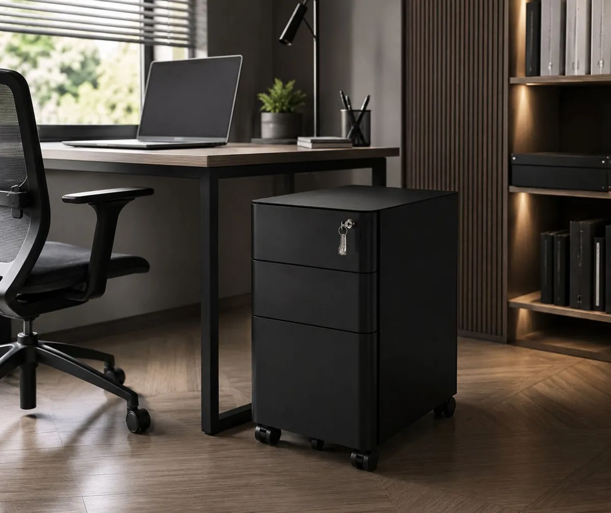 Rolling Filing Cabinet With Lock 3 Drawer Mobile - Image 3