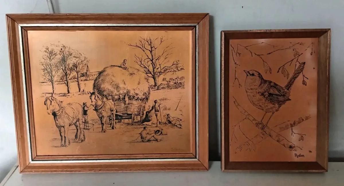Two Joel Kirk Vintage Copper Etchings - Image 1