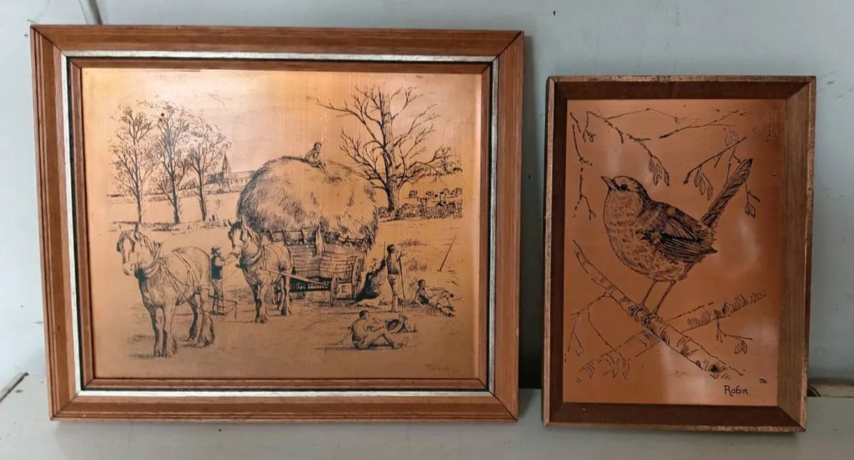 Two Joel Kirk Vintage Copper Etchings - Image 3