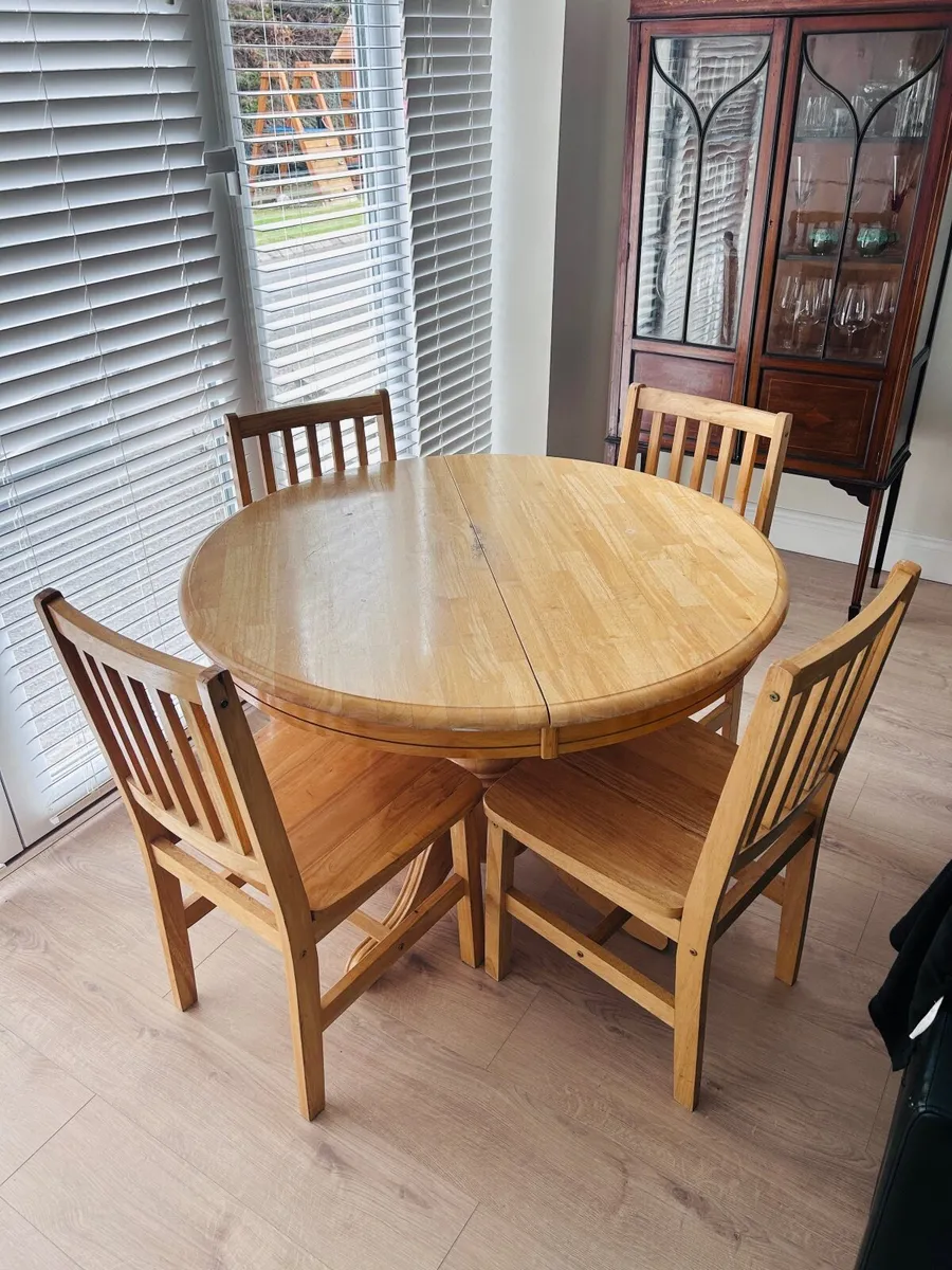 Solid Wooden Extendable Dining Table + 6 Chairs - Image 1