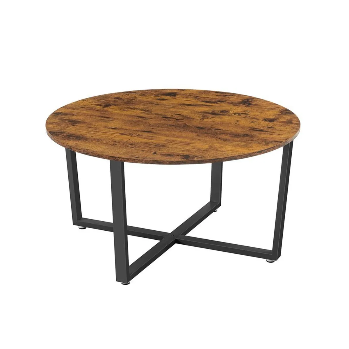 Round Coffee Table Industrial Living Room Table Ru - Image 3