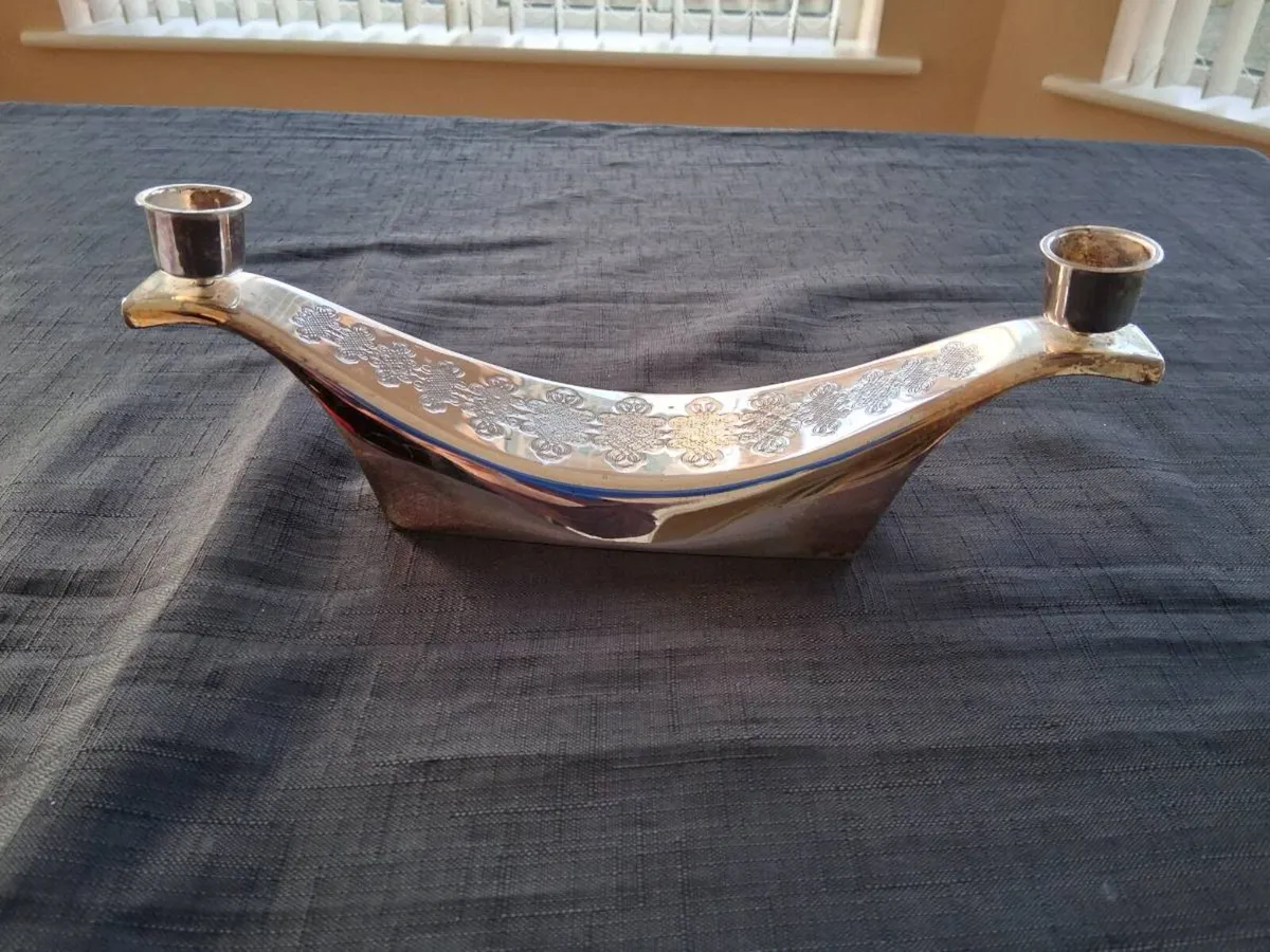 Silver Plated 2 Arm Candle Holder - Image 1