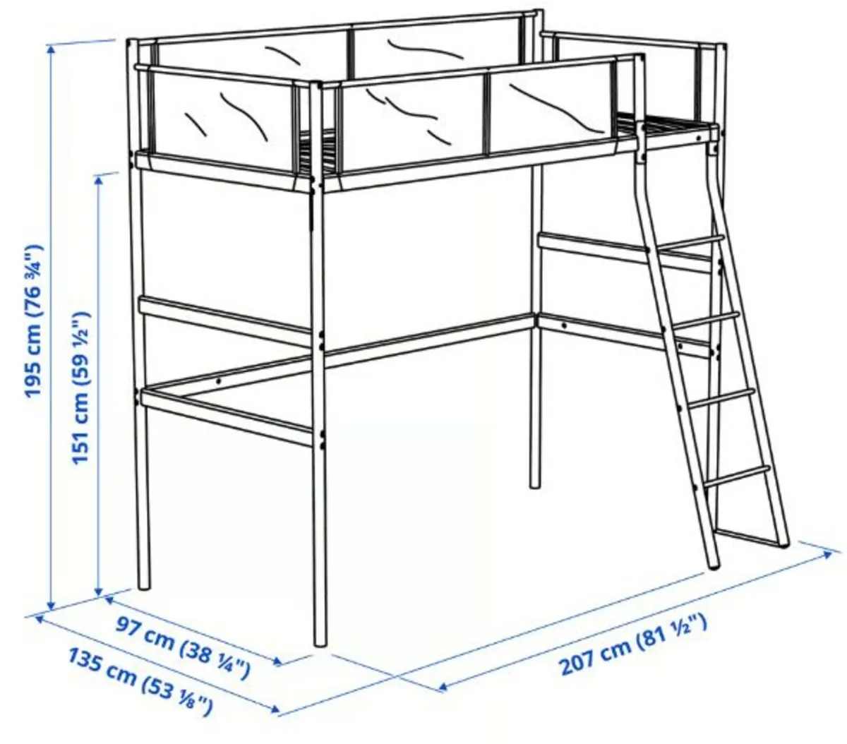 Loft bed (Ikea Vitval) - Image 3