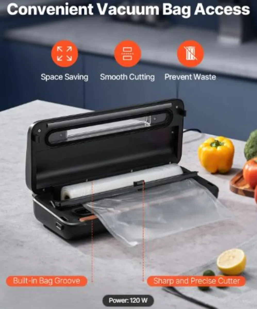 Vacuum Sealer Machine, 80Kpa 120W Powerful Compact - Image 3