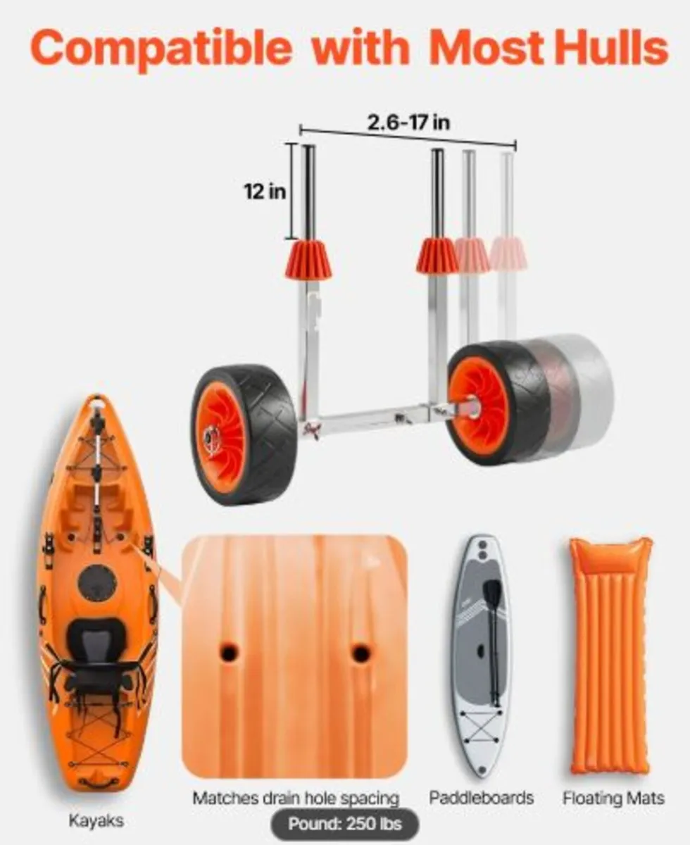 Kayak Cart, 113.4 kg Load Capacity, Canoe Cart - Image 3