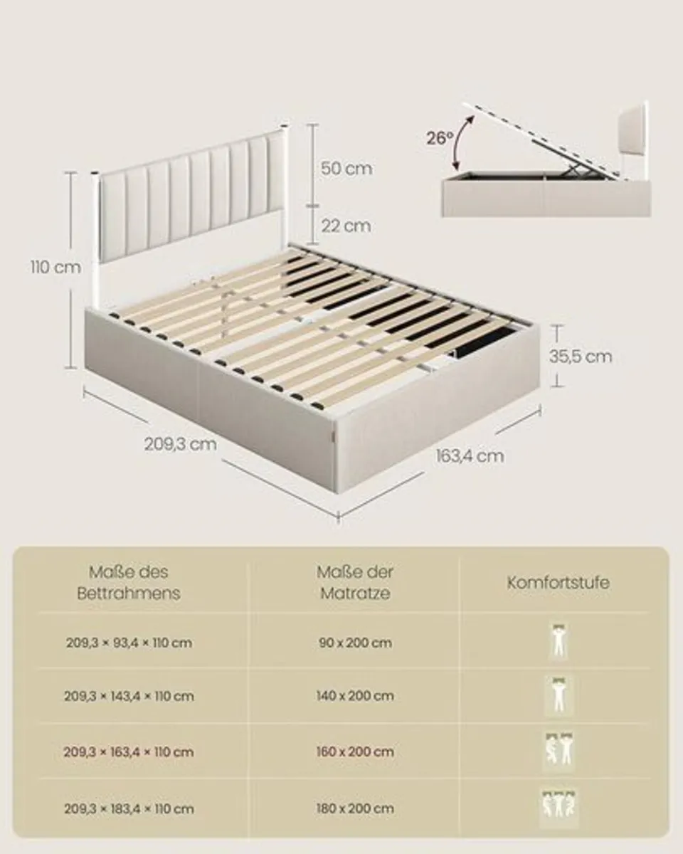 King Hydraulic Lift Ottoman Storage Bed - Image 2
