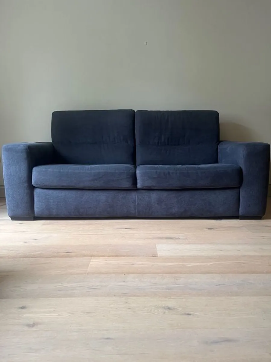 Natuzzi 2 Seater Couch Sofa Navy Fabric Excellent Condition - Image 2