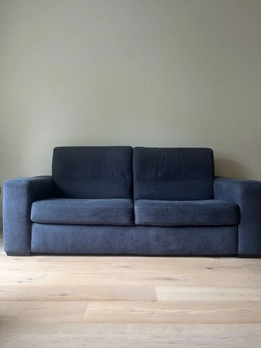 Natuzzi 2 Seater Couch Sofa Navy Fabric Excellent Condition - Image 3
