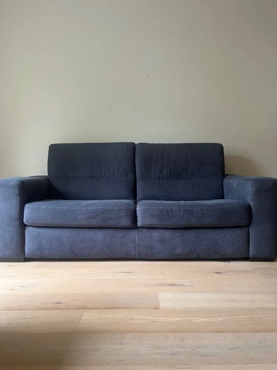Natuzzi 2 Seater Couch Sofa Navy Fabric Excellent Condition - Image 4