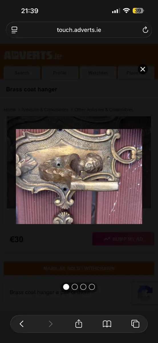 Brass coat hook - Image 1
